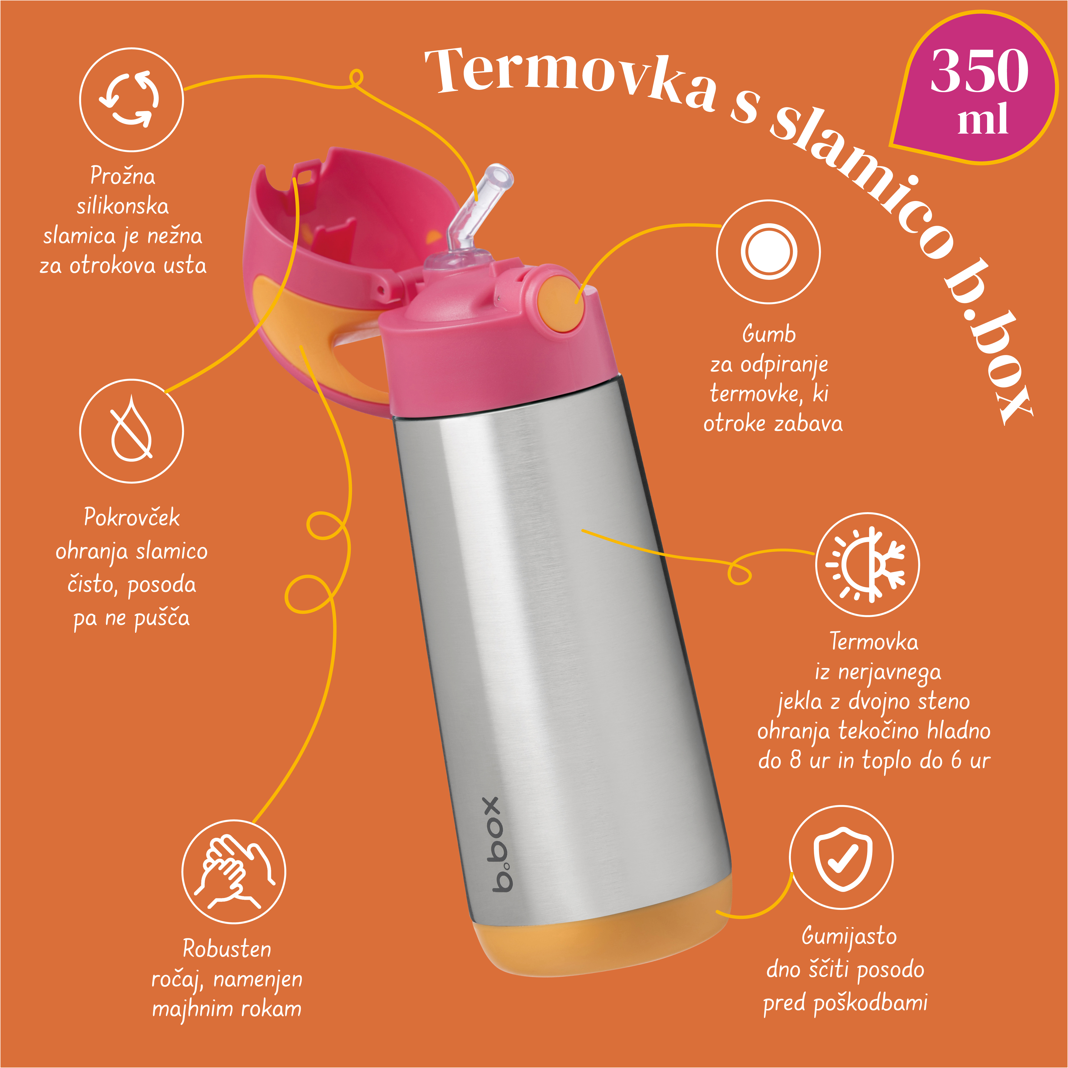 Termovka s slamico b.box 350 ml 