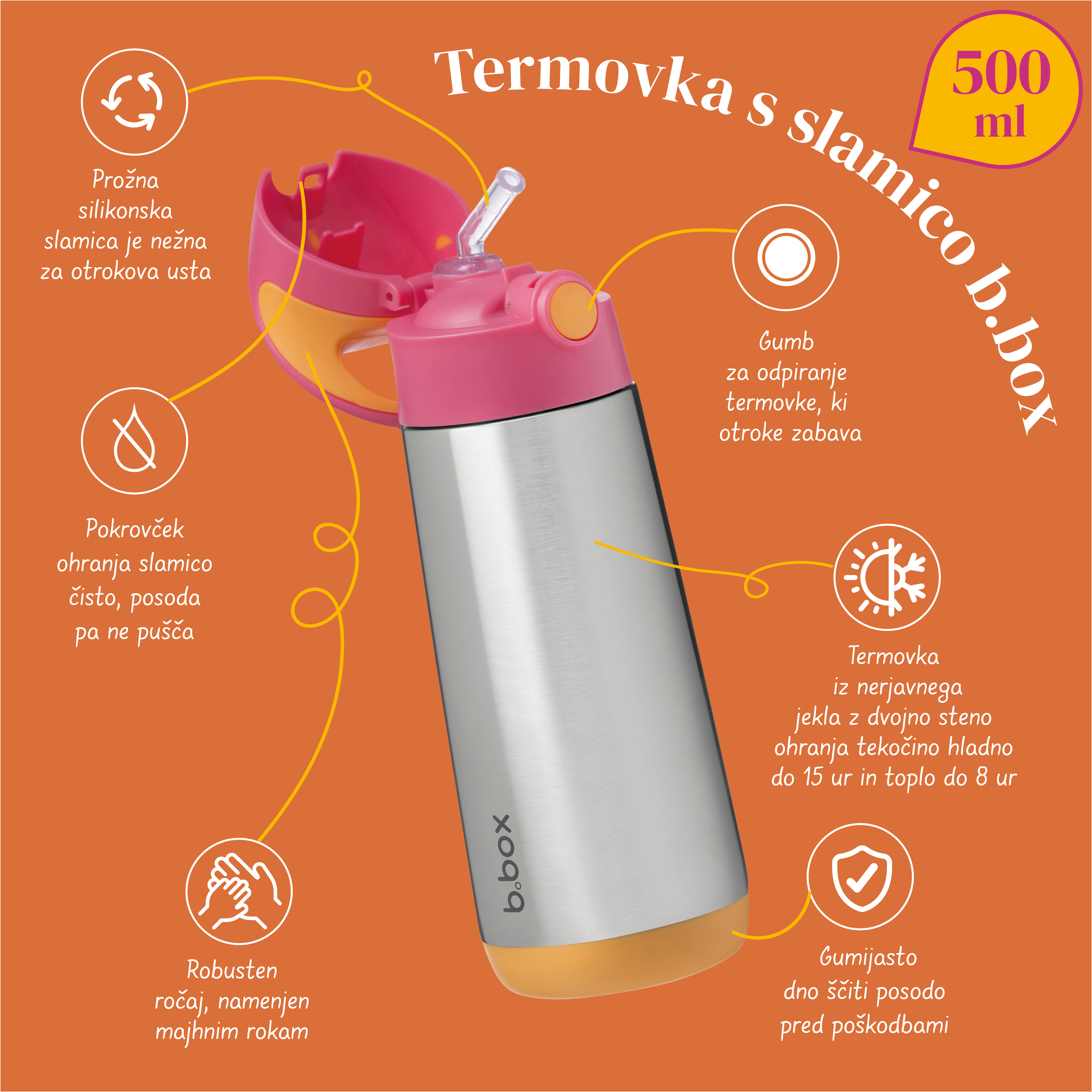 Termovka s slamico b.box 500 ml 